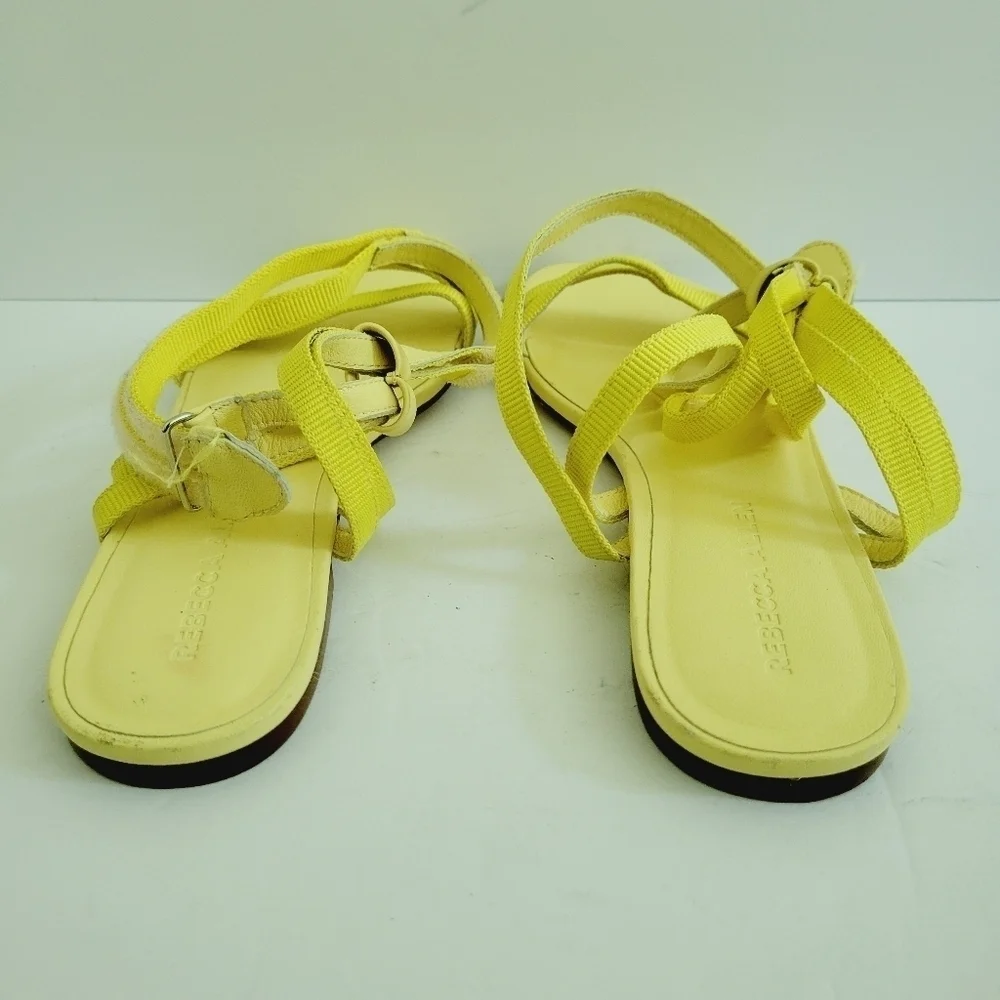 NEW Rebecca Allen Yellow Flat Two Strap Sandal